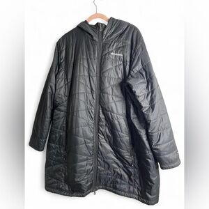 Columbia Women's Black Long Quilted Hooded Puffer Coat